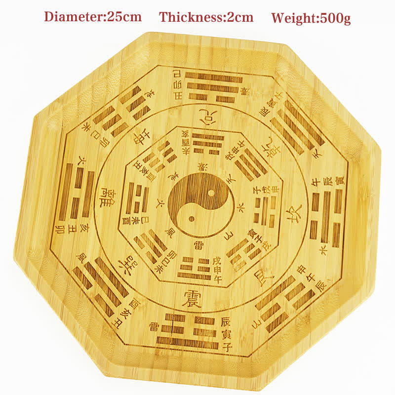 Feng Shui Bamboo Bagua Map – Two overlapping octagonal plates, bamboo feng shui set