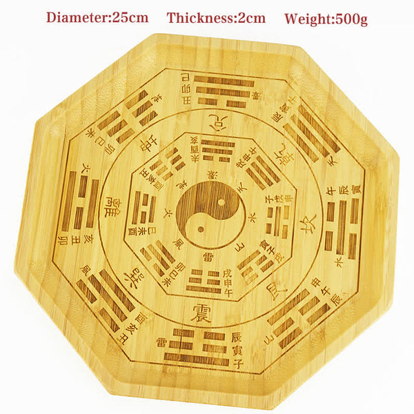Feng Shui Bamboo Bagua Map – Two overlapping octagonal plates, bamboo feng shui set
