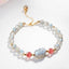 Moonstone PiXiu Bracelet – Labradorite moonstone beads with strawberry quartz and gold chain, love jewelry