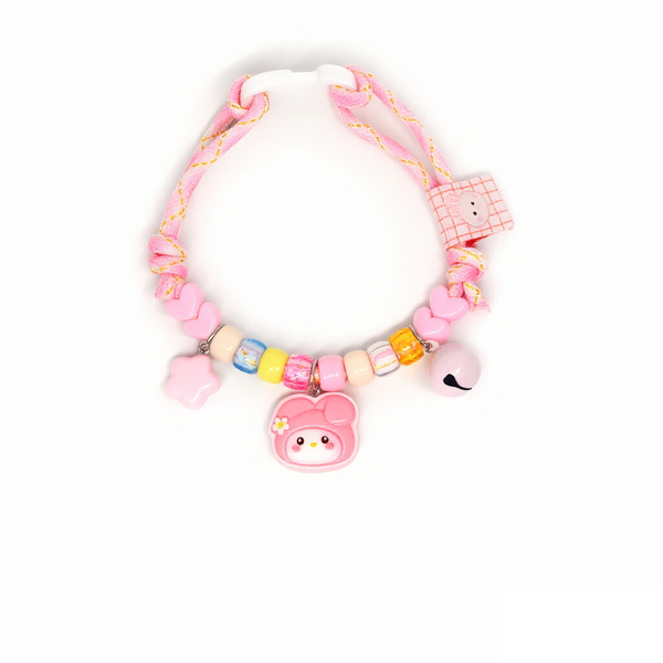 Cute Pet Collar – Pink velvet with My Melody face, star & pink bell, Sanrio kawaii pet necklace