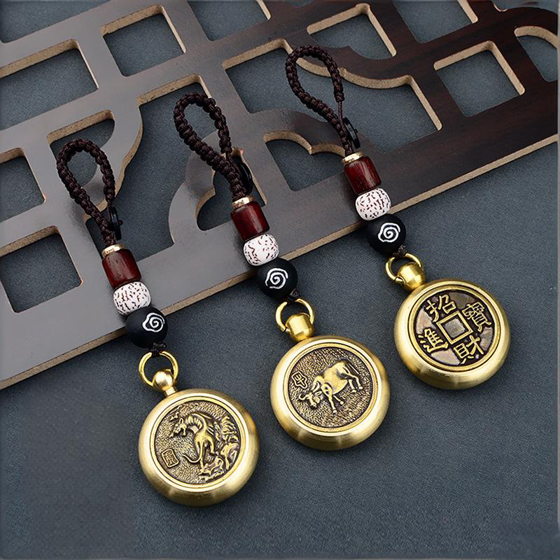 Lucky Brass Zodiac Keychain, image 13, lucky charm