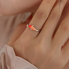 Copper Koi Fish Adjustable Ring – ring on clean white background, adjustable open-band koi design