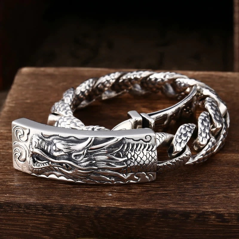 Dragon Scale Bracelet - three-quarter view dark surface leaf accent, vintage, fierce