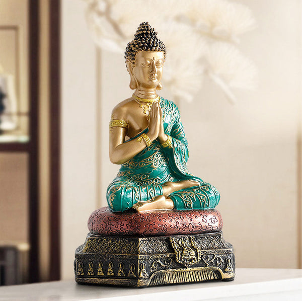 Compassion Buddha Figurine – tranquil expression soft lines, mindfulness meditation space