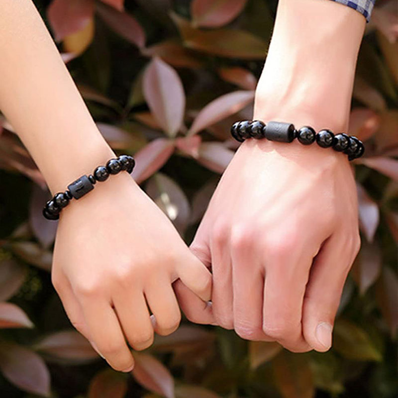 Black Obsidian Phoenix Dragon Bracelet – Matching couple set on two wrists, Soul Cleansing