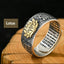 Natal Buddha Ring - Gold lotus flower ring on oxidized silver band, Serene