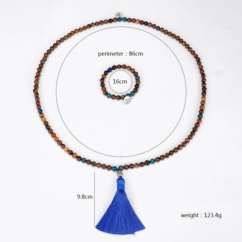 Thousand-Hand Kwan Yin Jade Necklace – lifestyle with tea set, meditation mindful living flat lay