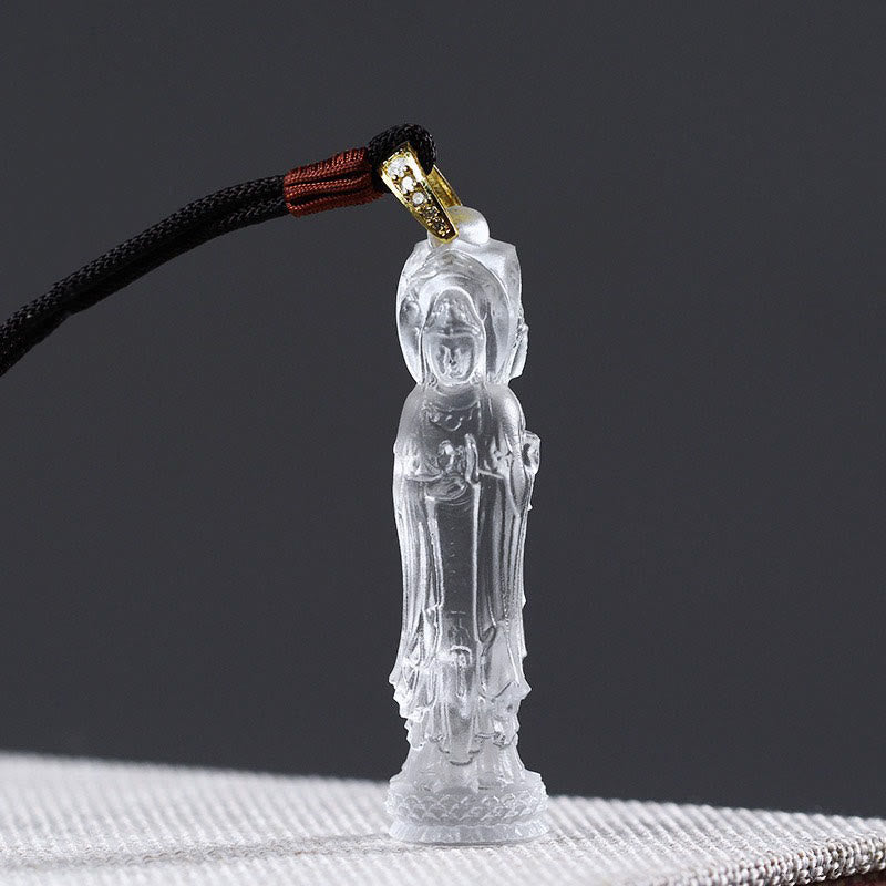 Avalokitesvara Buddha Liuli Harmony Necklace – Durable chain setting, everyday spiritual pendant wear