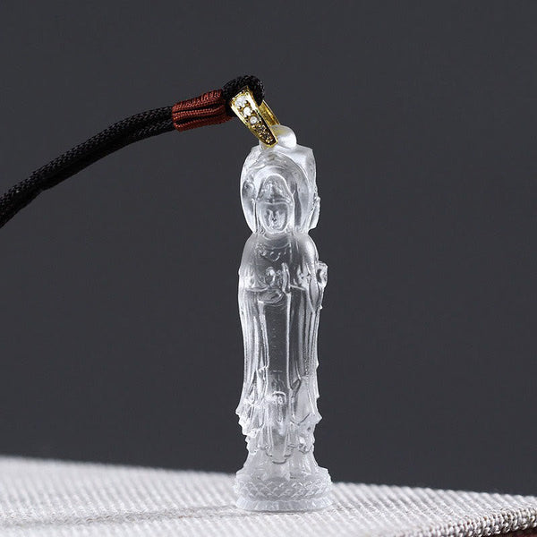 Avalokitesvara Buddha Liuli Harmony Necklace – Durable chain setting, everyday spiritual pendant wear
