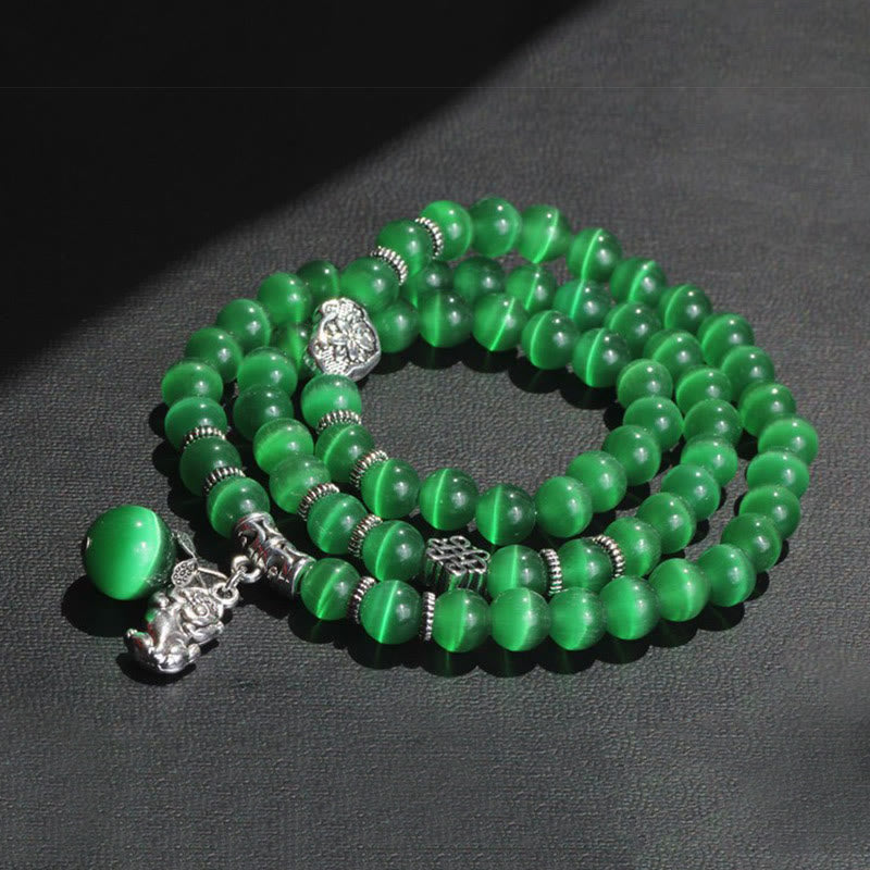 Cat Eye PiXiu Triple Wrap Bracelet, image 12, healing bracelet