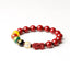Cinnabar PiXiu Blessing Bracelet – Red cinnabar beads with five-color charms and red PiXiu on white