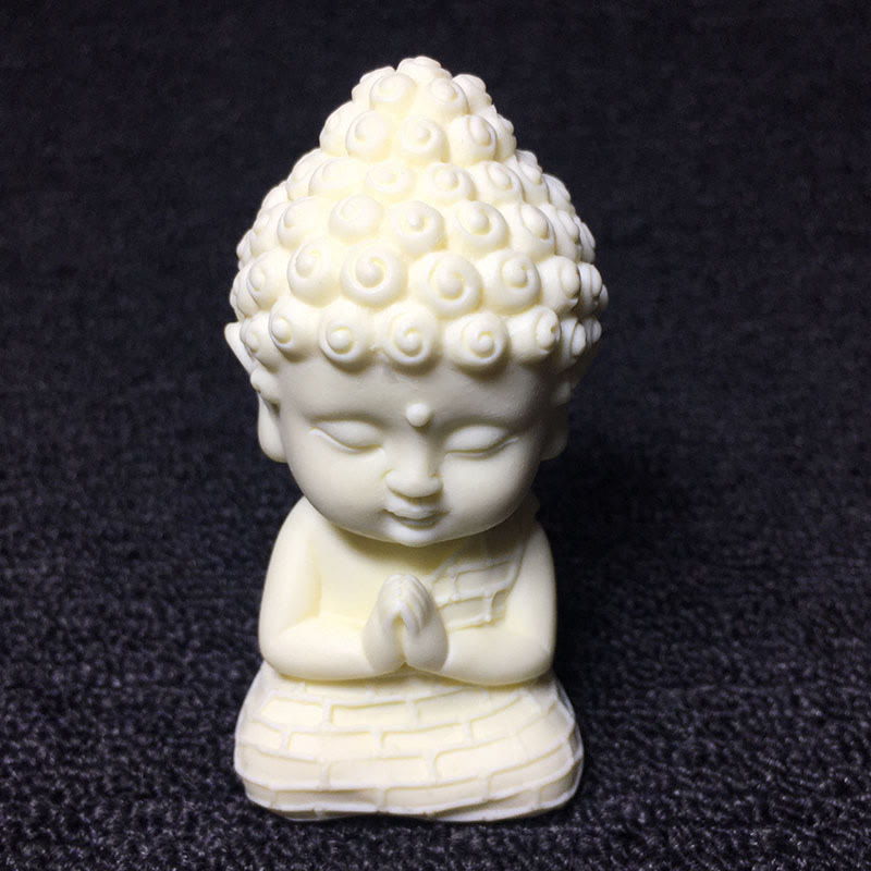 Mini Ivory Fruit Buddha Lotus Serenity Desk Decoration – Delicate ivory-fruit figurine, mindful workspace gift