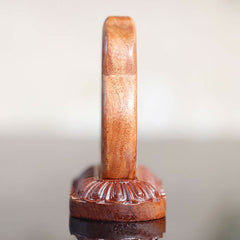 Guru Rinpoche Engraved Statue – rich wood texture traditional pose, Tibetan dharma decoration