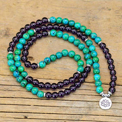 Pulsera con dije de loto de amatista y aventurina verde | Paz y sanación