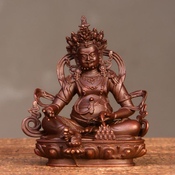 Yellow Jambhala Bodhisattva Copper Statue Home Office Decor – compassionate powerful face, gilt copper finish