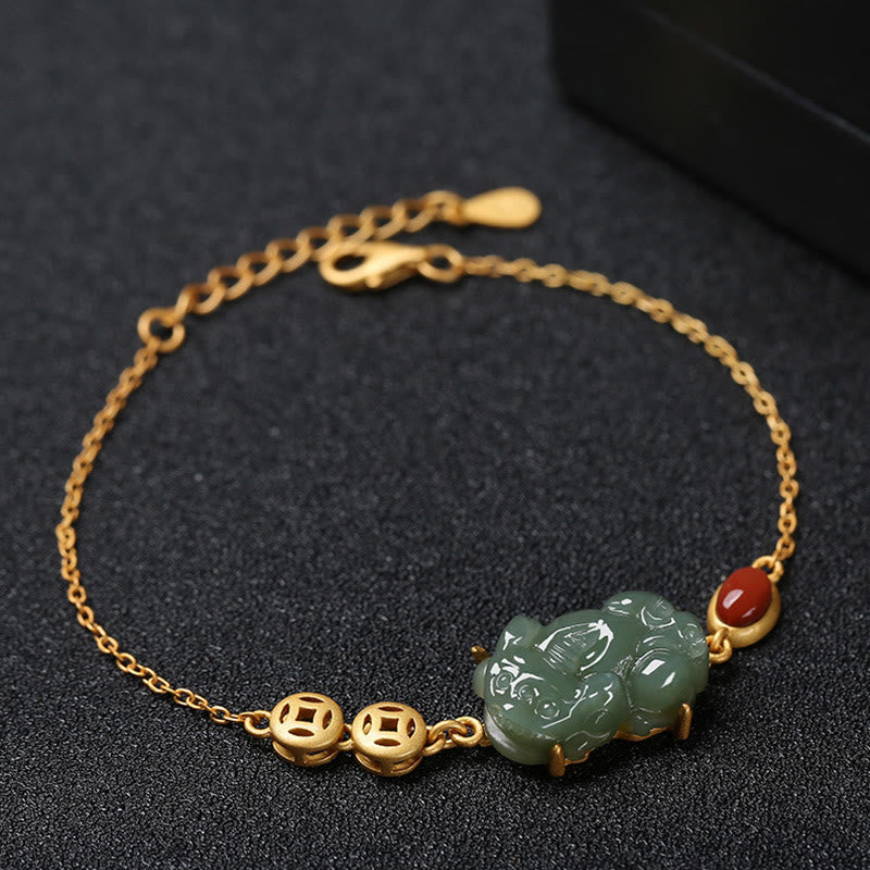 Cyan Jade Red Agate PiXiu Bracelet, image 4, healing bracelet