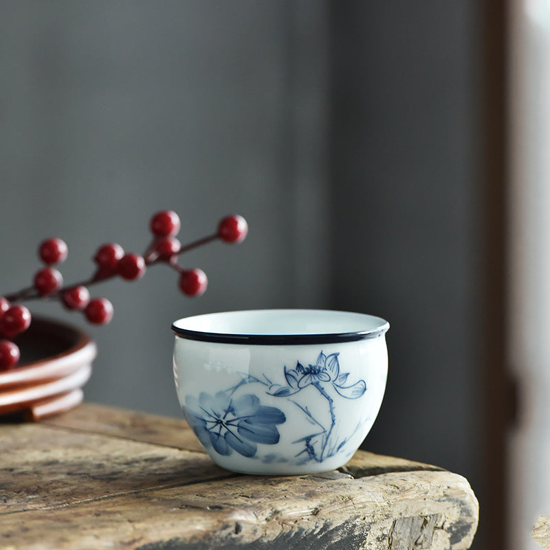 Koi Landscape Teacup – Lotus leaf and flower motif with fine color gradients