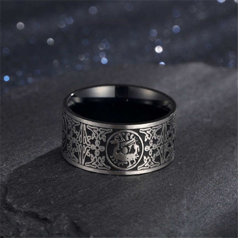 Four Guardian Beasts Ring – Celtic dragon on mystical blue backdrop, Powerful