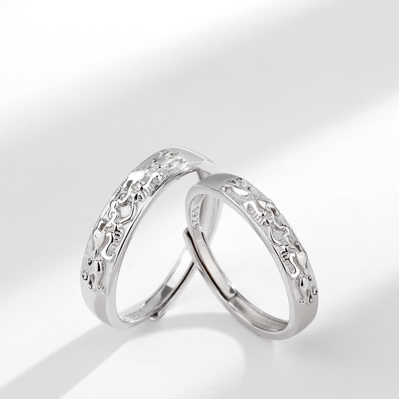 925 Sterling Silver PiXiu Couple Ring – crossed rings standing upright, shiny silver finish, wealth blessing couple gift