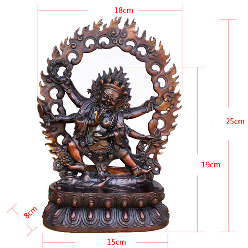 Mahakala Protector Statue – intense expression copper sheen, sacred meditation space accent