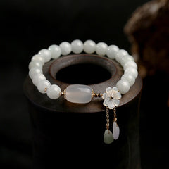 Natural White Jade Luck Bracelet, image 1, healing bracelet