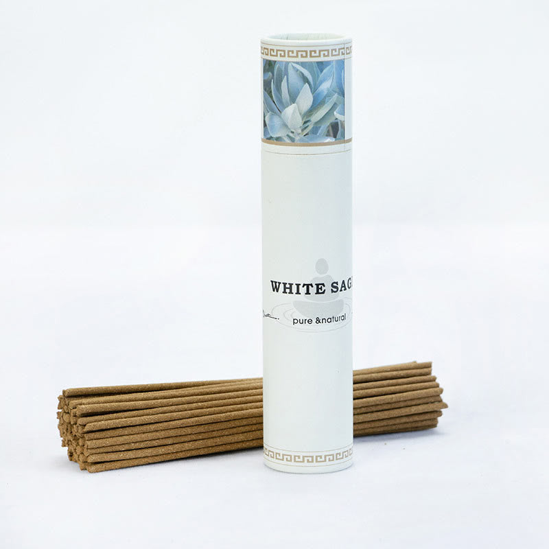 White Sage Incense Sticks - upright tube with fanned brown sticks, soothing
