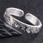 Sterling Silver Dragon Bangle – Detailed dragon head with gold horn inlay on dark stone, Protection