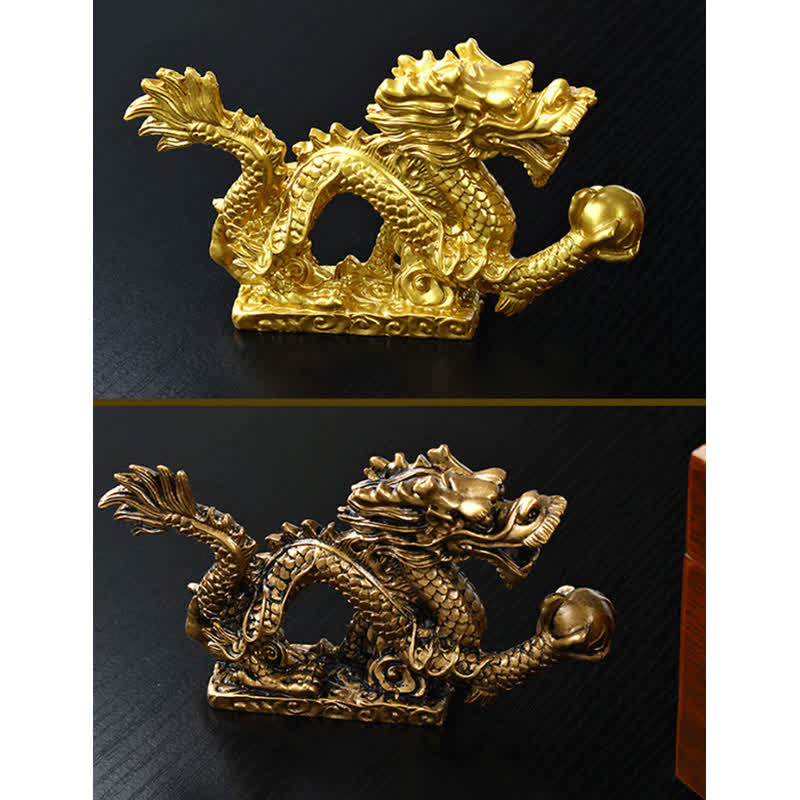 Dragon Decoration Comparison - gold bronze twin on black, versatile, collectible