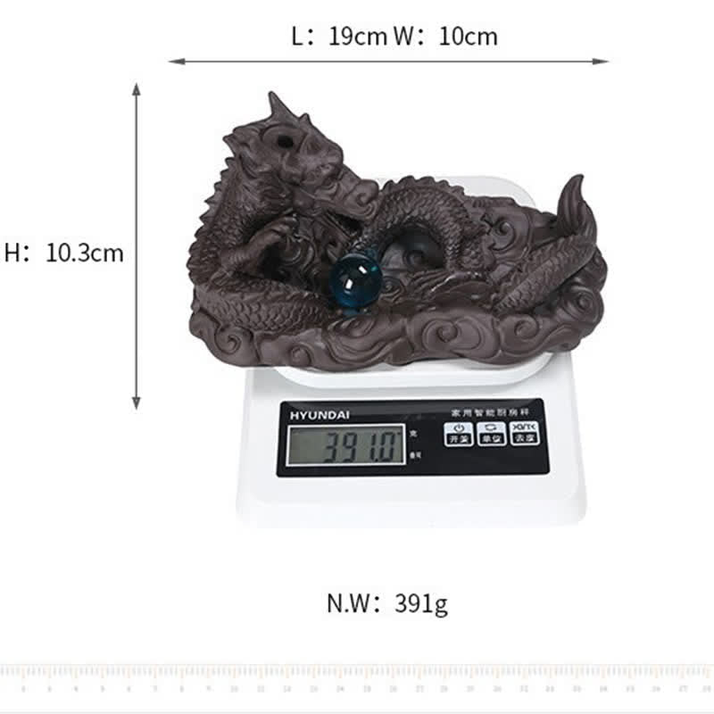 Dragon Incense Burner Action - smoke pooling with lotus flower, woven tray, tranquil