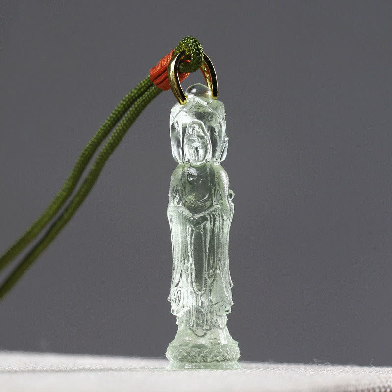 Avalokitesvara Buddha Liuli Harmony Necklace – Light refracting crystal body, elegant faith jewelry