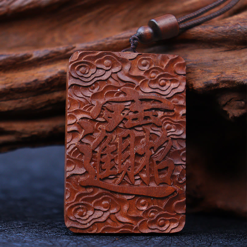 Lightning Struck Jujube Wood PiXiu – Back carving with fortune characters on wood