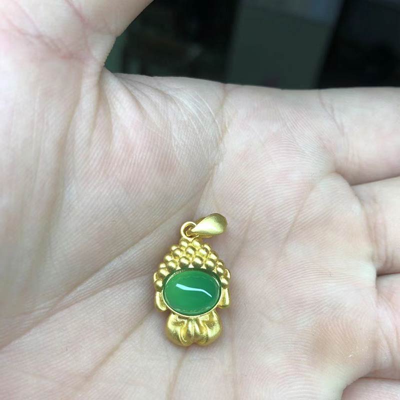White Jade Buddha Success Pendant Necklace – Jade Buddha pendant resting in palm, intimate scale, protective amulet