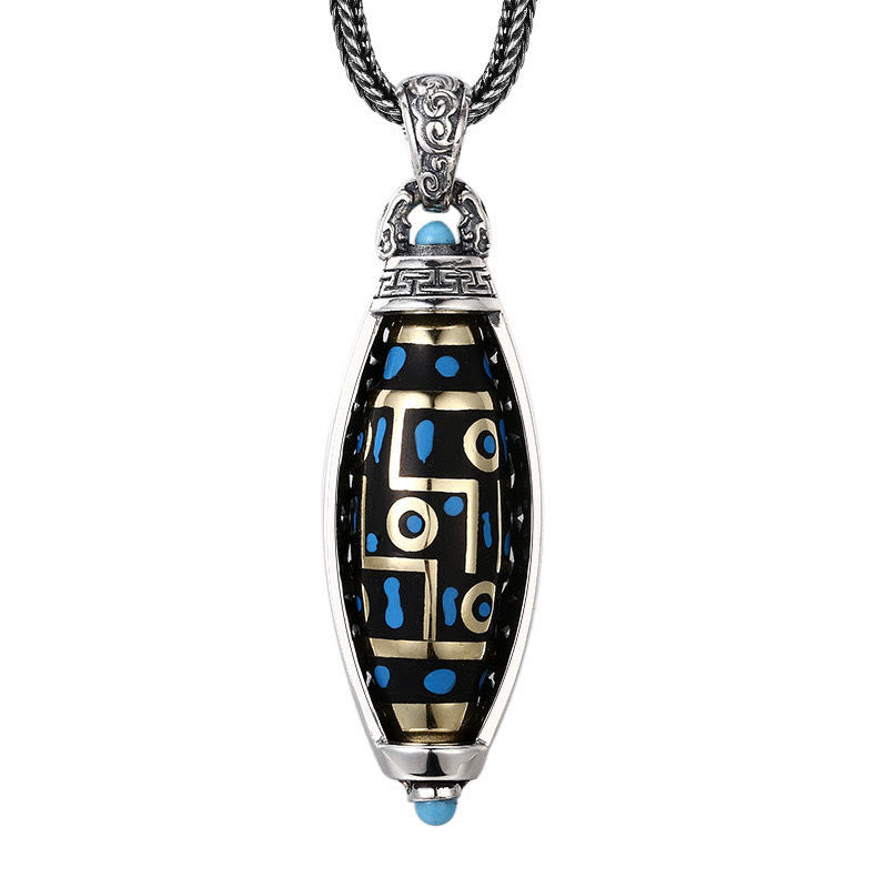 Pendentif Dzi tibétain à neuf yeux Om Mani Padme Hum Image secondaire du produit