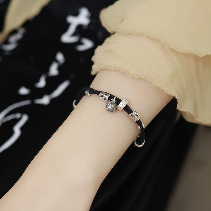 Silver Gold Koi Pixiu Bracelet - braided band texture detail, durable woven cord