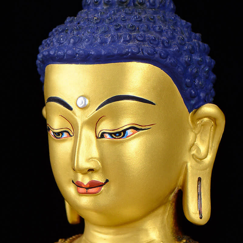 Shakyamuni Compassion Copper Buddha Statue Home Decoration – back ushnisha crown draping, 360-degree statue quality