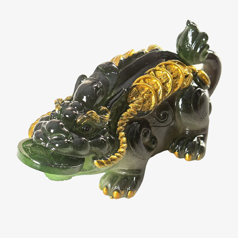 PiXiu Coin Tea Pet – Dark green PiXiu isolated on white background, clean product shot