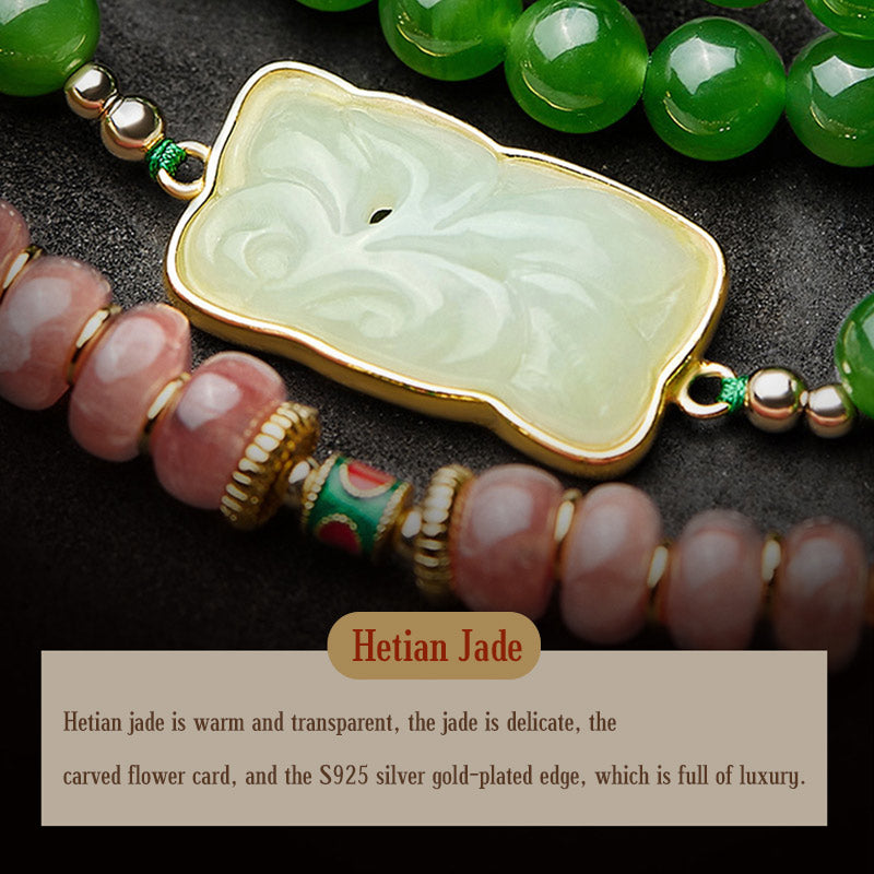 108 Mala Beads Jade Agate Bracelet – Worn around neck with pendant drop, fashion statement piece