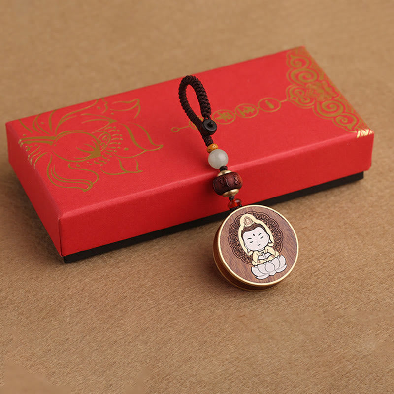 Ebony Avalokitesvara Keychain – wood carving texture of robe folds under macro lens, textile simulation
