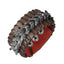 Dragon Leather Weave Protection Bracelet – 3D dragon on woven brown leather cuff with rust suede lining, bold