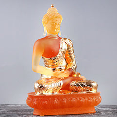 Buddha Serenity Liuli Statue – smooth glass surface warm glow, handmade home decoration