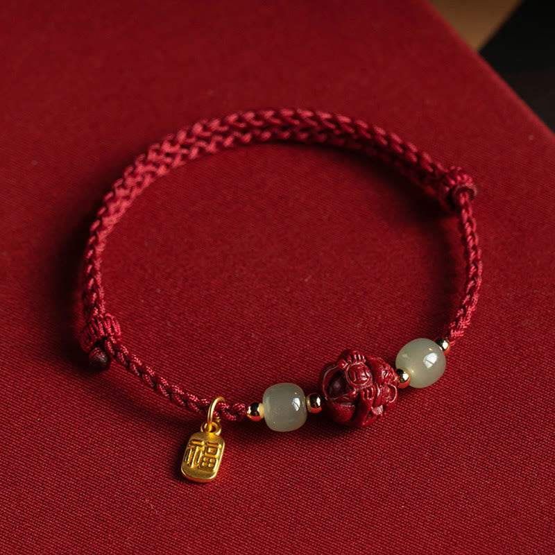 Cinnabar Hetian Jade Chinese Zodiac Bracelet, image 17, healing bracelet