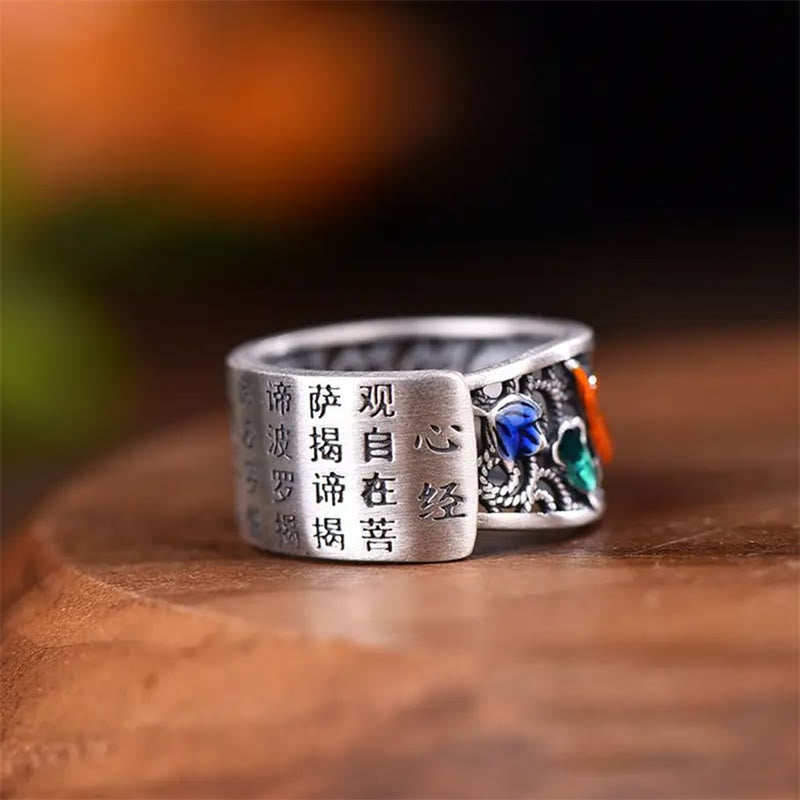 Copper Enamel Koi Fish Ring – worn on finger showing size proportion and band width