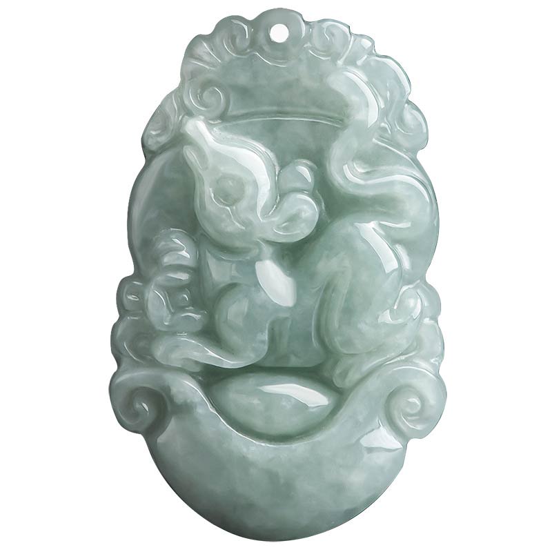 Natural Jade Chinese Zodiac Pendant – Ox zodiac on clean white background, diligence