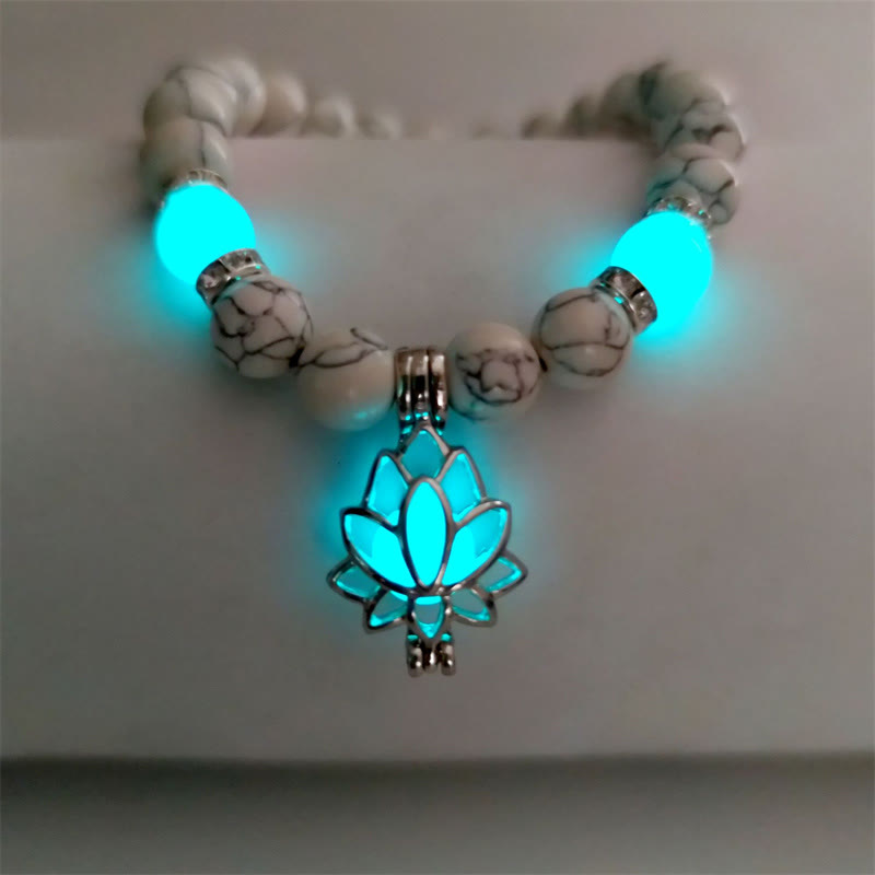 Pulsera de protección de loto con turquesa tibetana luminiscente
