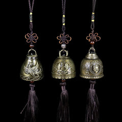 Feng Shui Wind Chime Bell – Close-up of Buddha face meditating under bodhi tree detail, Buddha wind chime