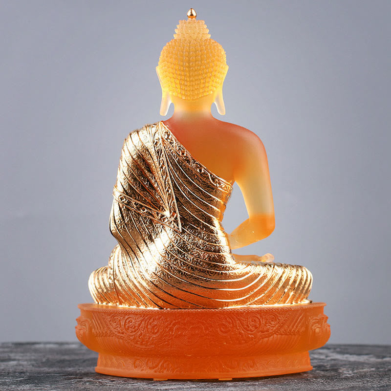 Liuli Art Buddha Piece – intricate glass casting serene pose, handmade spiritual home accent