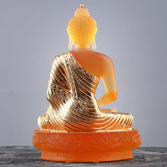 Liuli Art Buddha Piece – intricate glass casting serene pose, handmade spiritual home accent