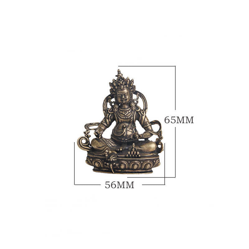 Yellow Jambhala Copper Buddha Statue – blowing in natural breeze, dynamic outdoor shot
