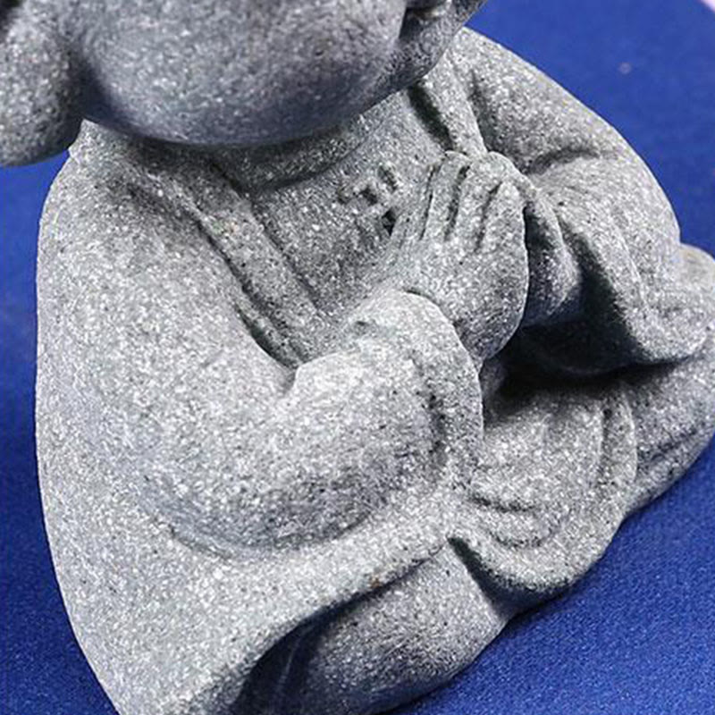 Meditation Praying Buddha Statue – sandstone weight and dimension with ruler, substantial figurine