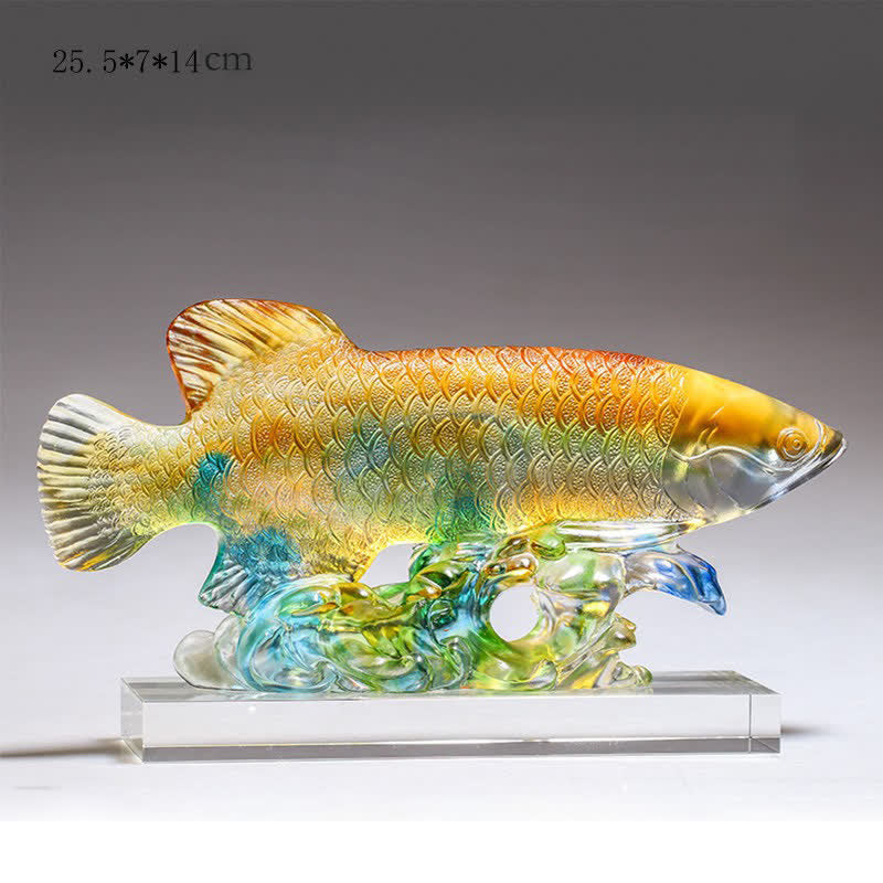 Liuli Crystal Koi Fish Art – Fin and tail detail in glass, artisan liuli craft piece